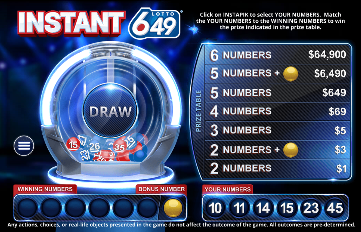 Instant Lott 6 49 Online Gambling Game Atlantic Canada ALC